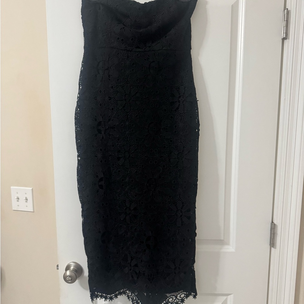 Altar'd State Black adjustable Strap lace Midi Dress